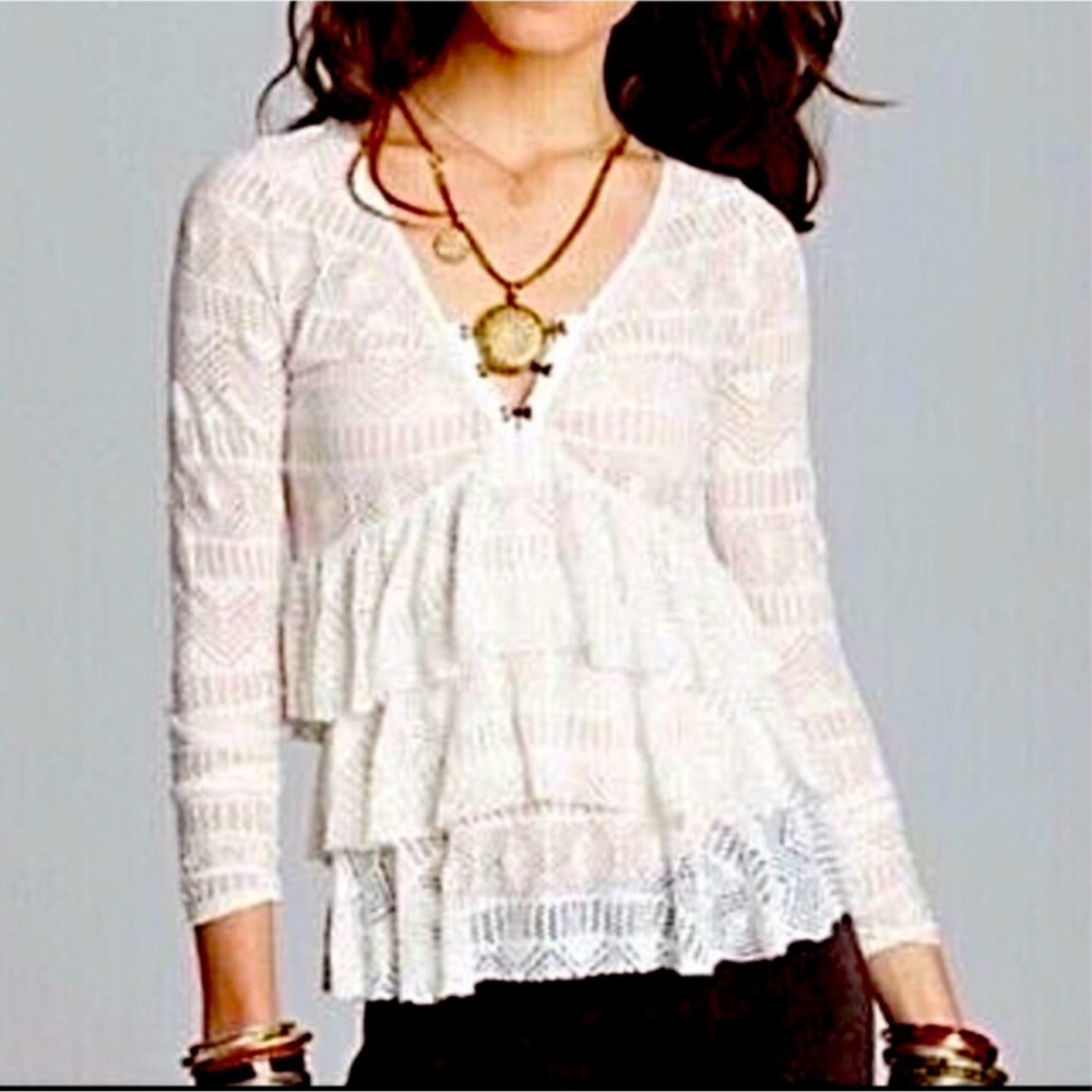 FP Ivory layered lace long sleeve - Picture 2 of 3